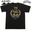 LANGLITZ LEATHERS ラングリッツレザー LL75th (ブラック/プリントカラー:メタリックゴールド) 半袖Tシャツ