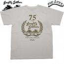 LANGLITZ LEATHERS ラングリッツレザー LL75th (ホワイト/プリントカラー:メタリックゴールド) 半袖Tシャツ